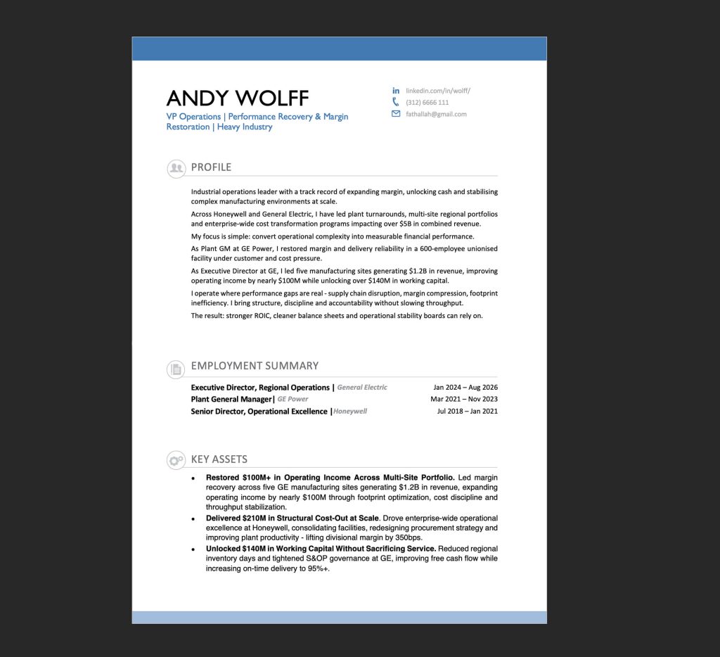 vice president resume sample 1