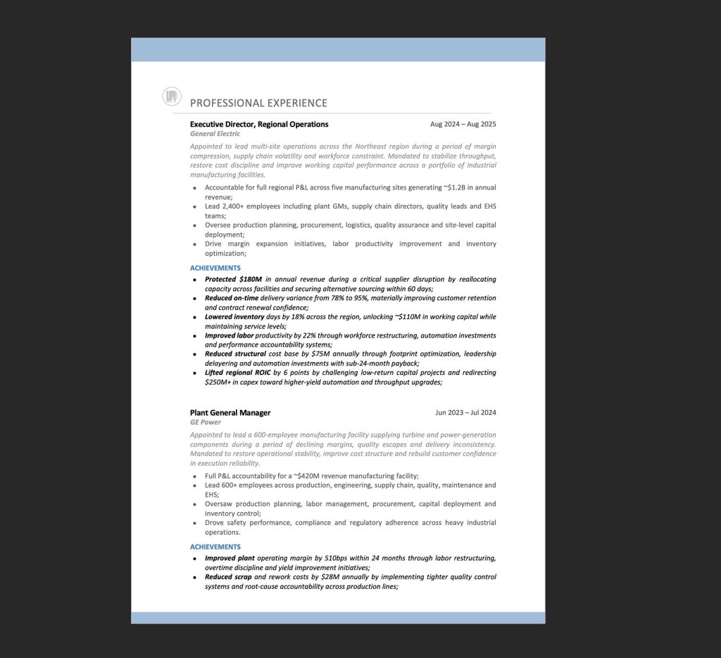 vice president resume sample